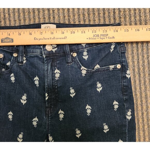 J Crew High-Rise Toothpick Jeans Womens Blue Floral Print 29W X 27L EUC - Picture 7 of 16